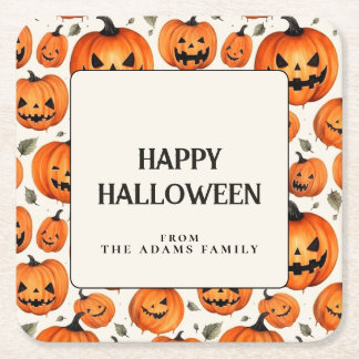 Spooky Carved Pumpkins & Herbstlaubs Halloween Rechteckiger Pappuntersetzer