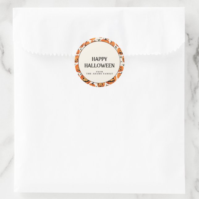 Spooky Carved Pumpkins & Herbstlaubs Halloween Runder Aufkleber (Tasche)