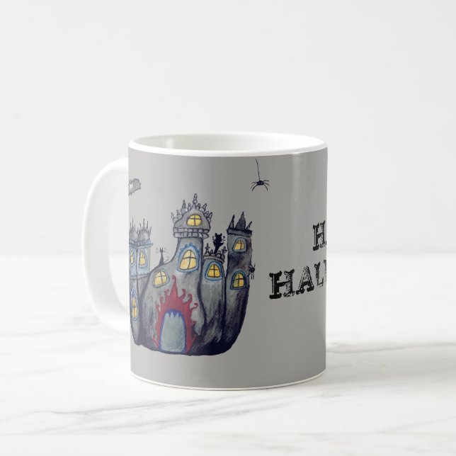Spooky Castlen Halloween Custom Tasse (Vorderseite Links)