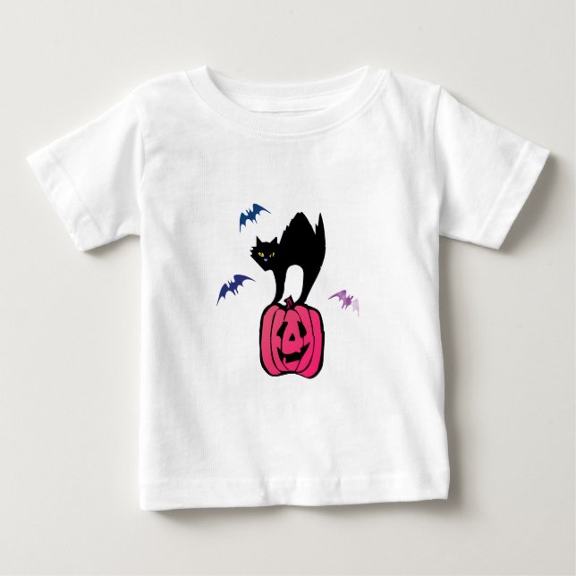 Spooky Cat Halloween Pumpkin Pop Art Baby T-shirt (Vorderseite)
