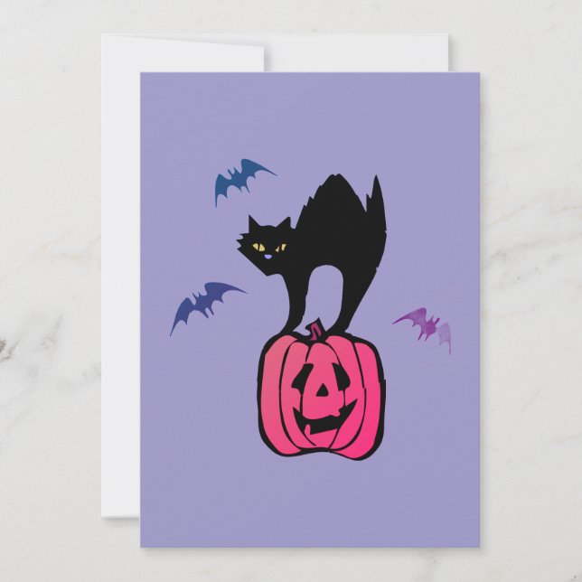 Spooky Cat Halloween Pumpkin Pop Art Einladung (Vorderseite)