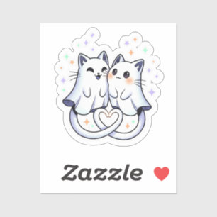 Spooky Cat Liebe - Geisterkatzen Herzform Aufkleber