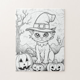 Spooky Cat & Pumpkins | Halloween