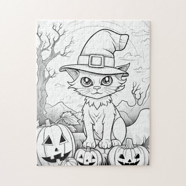 Spooky Cat & Pumpkins | Halloween (Vertikal)