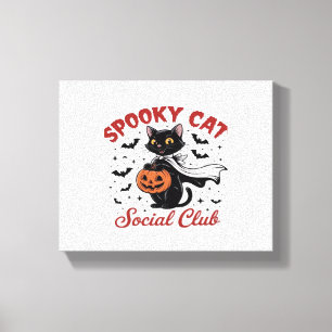 Spooky Cat Social Club PNG - Niedliche Halloween-K Leinwanddruck