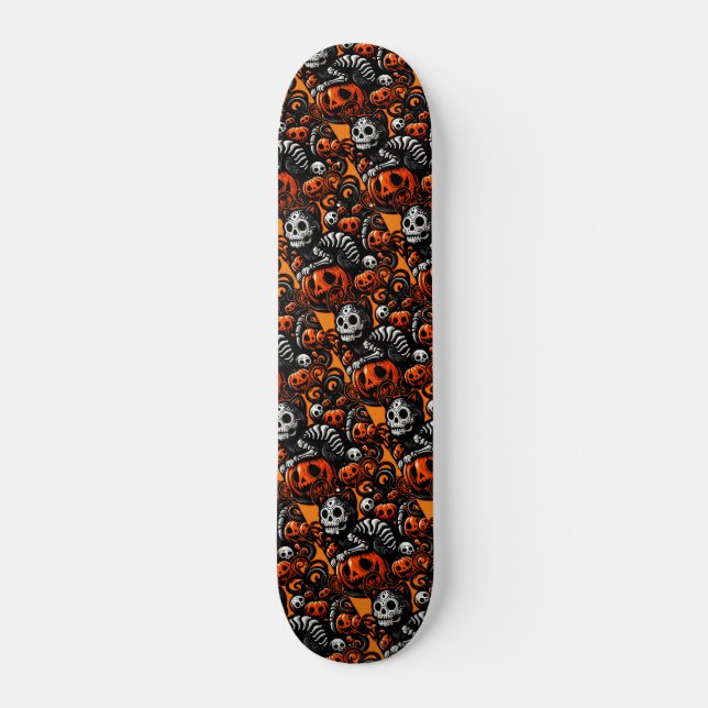 Spooky Cat und Pumpkins Skateboard (Vorne)