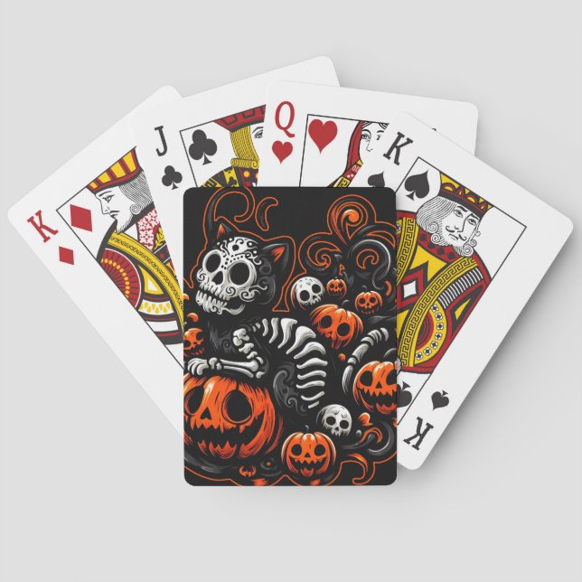 Spooky Cat und Pumpkins Spielkarten (Rückseite)