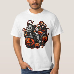 Spooky Cat und Pumpkins T-Shirt