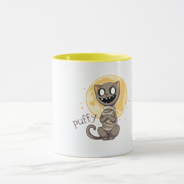 Spooky Cat und Vollmond Tasse (Zentrum)
