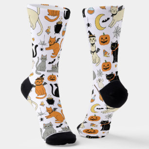 Spooky Cats Halloween Pattern Socken