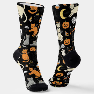 Spooky Cats Halloween Pattern Socken