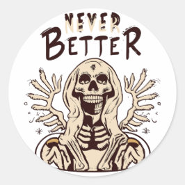 Spooky Charm mit nie besserem Halloween Skelett Runder Aufkleber