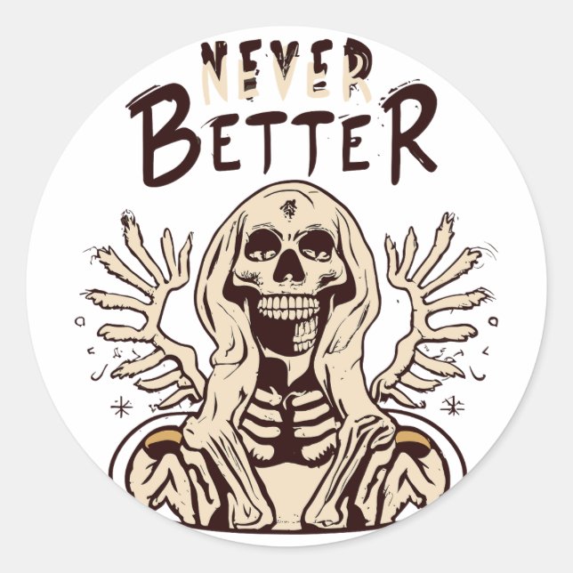Spooky Charm mit nie besserem Halloween Skelett Runder Aufkleber (Vorderseite)