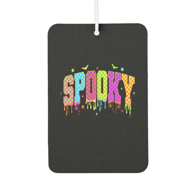 Spooky Checkered Halloween Autolufterfrischer (Vorderseite)