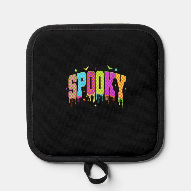 Spooky Checkered Halloween Topflappen (Vorderseite)