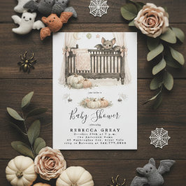 Spooky Chic Gothic Bat & Pumpkins Baby Shower Einladung