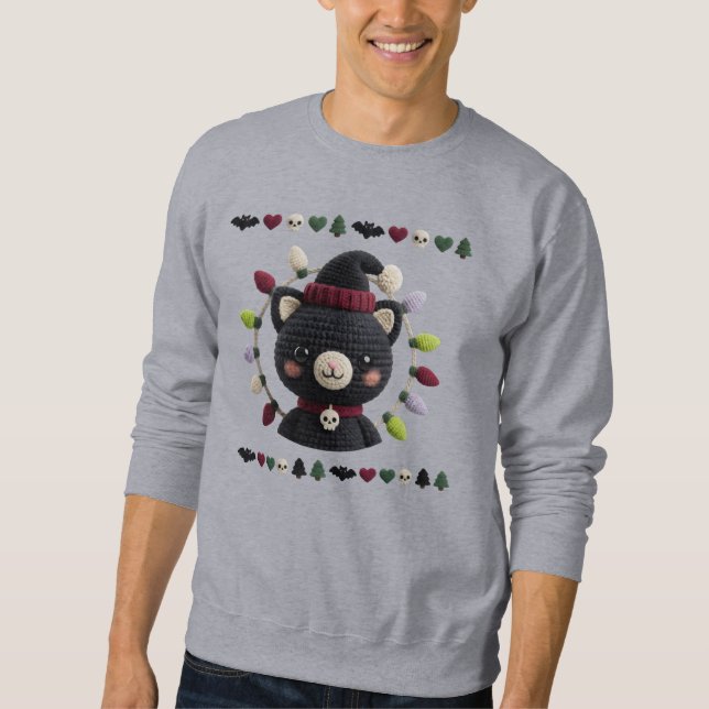 Spooky Christmas Crochet Cat Men’s Sweatshirt  (Devant)