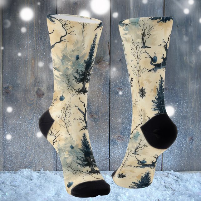 Spooky Christmas Tree Socken (winter forest 1)