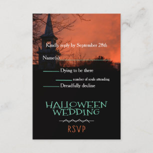Spooky Church Halloween Hochzeit RSVP Card