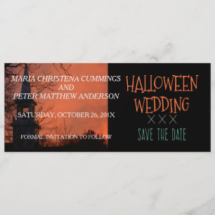 Spooky Church Halloween Hochzeit Speichern Sie die Save The Date