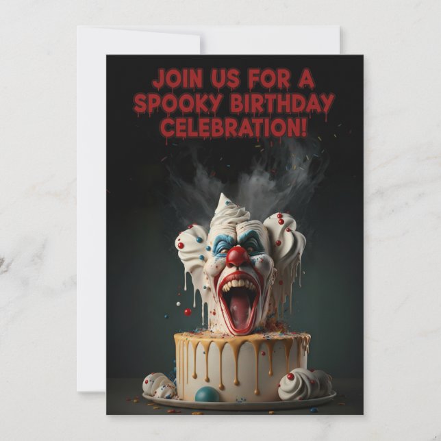 Spooky Clown Birthday Invitation Card (Devant)