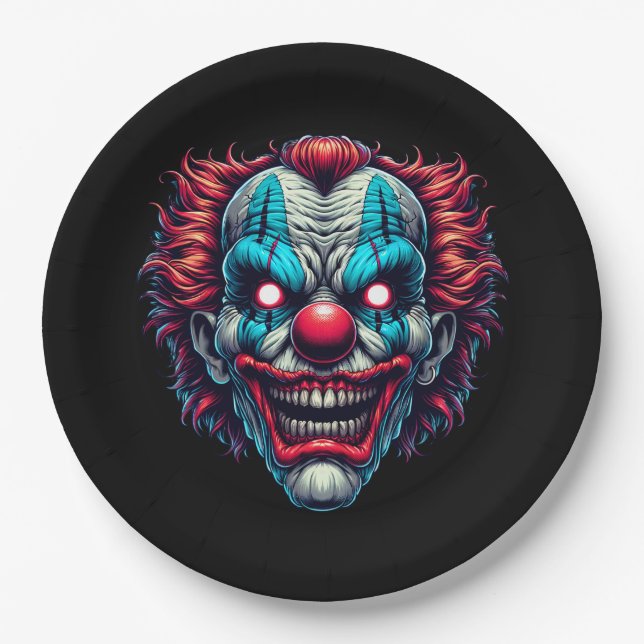 Spooky Clown Face Halloween-Party Pappteller (Vorderseite)