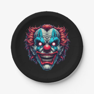 Spooky Clown Face Halloween-Party Pappteller