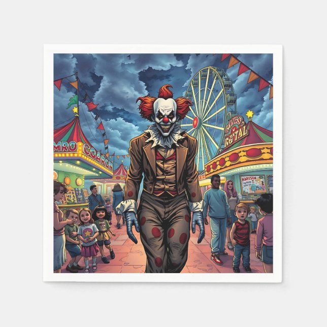 Spooky Clown im Stil des Karneval-Comic Serviette (Vorderseite)