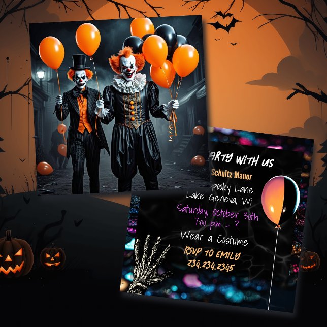 Spooky Clowns Holding Balloons Halloween-Party (Von Creator hochgeladen)