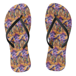 Spooky Cocker Spaniel Hund Halloween Hexenkürbis Flip Flops