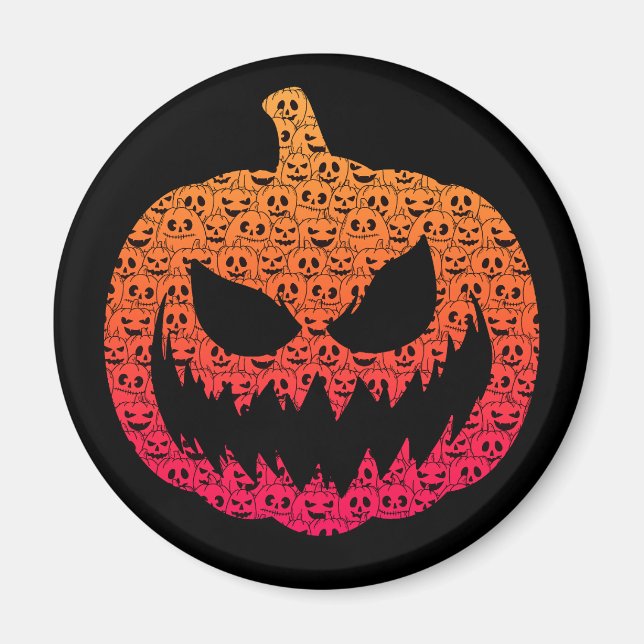 Spooky Colorful Pumpkins - Halloween-Muster Magnet (Vorne)