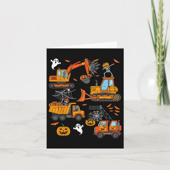 Spooky Construction Trucks Kleinkind Boys Hallowee Karte (Vorderseite)
