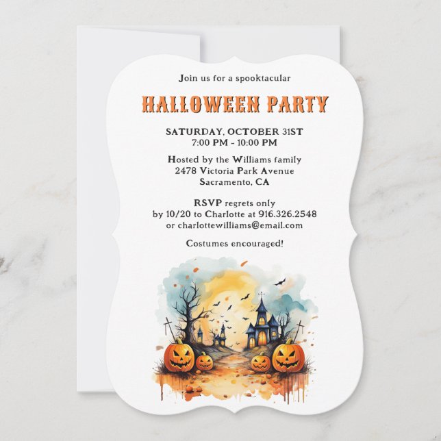 Spooky Creepy Pumpkins Halloween-Party Einladung (Vorderseite)