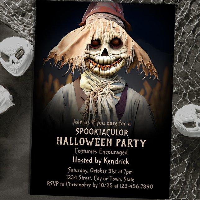 Spooky Creepy Scarecrow Halloween Costume Party Einladung (Von Creator hochgeladen)