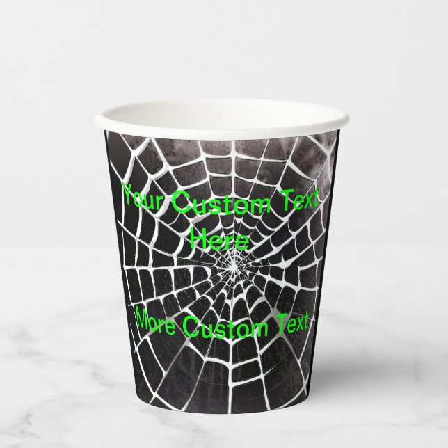 Spooky Creepy Spiderweb Pattern Halloween Custom Pappbecher (Vorderseite)