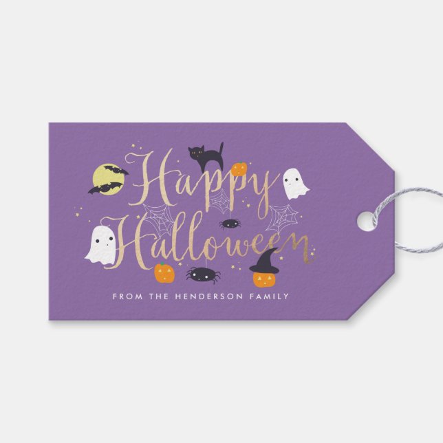 Spooky Critters Halloween Geschenkanhänger (Vorderseite (Horizontal))