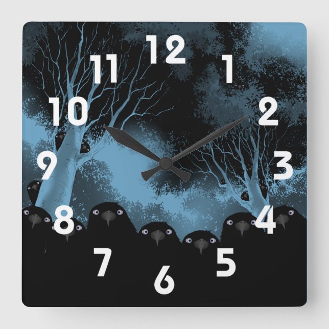 Spooky Crows Wall Uhr (Vorderseite)