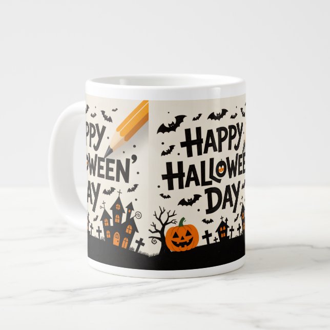 Spooky Cute Cup for Autumn Vibes & Gifts Jumbo-Tasse (Vorderseite Links)