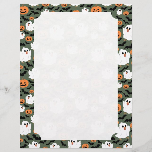 Spooky Cute Ghost Chickens with Pumpkins Card (Vorderseite)