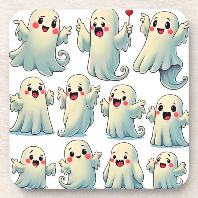 Spooky Cute Ghosts: Hauntingly Fun! Getränkeuntersetzer (Vorderseite)