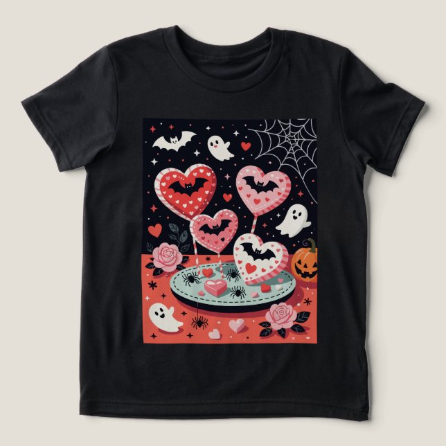 Spooky-cute Halloween Illustration of Heart  Tri-Blend Shirt (Design Vorderseite)