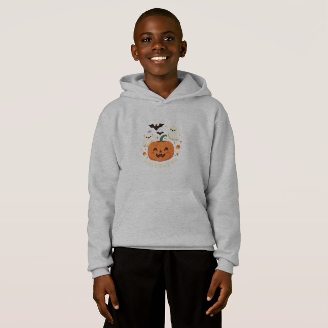 Spooky Cute Halloween Party – Kawaii Pumpkin Ghost Hoodie (Vorne ganz)