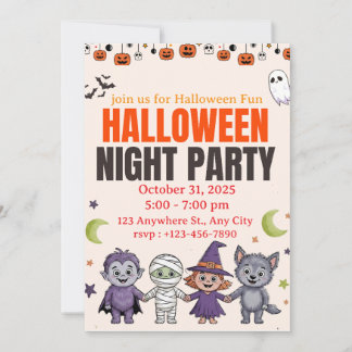 Spooky Cute Kids Halloween Invitation Einladung