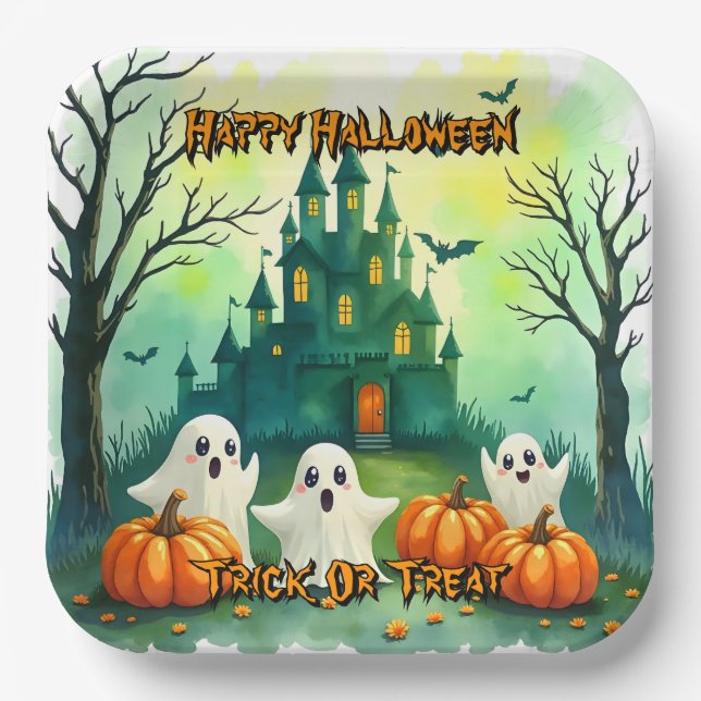 Spooky Cute Popular Halloween Collection Pappteller (Vorderseite)