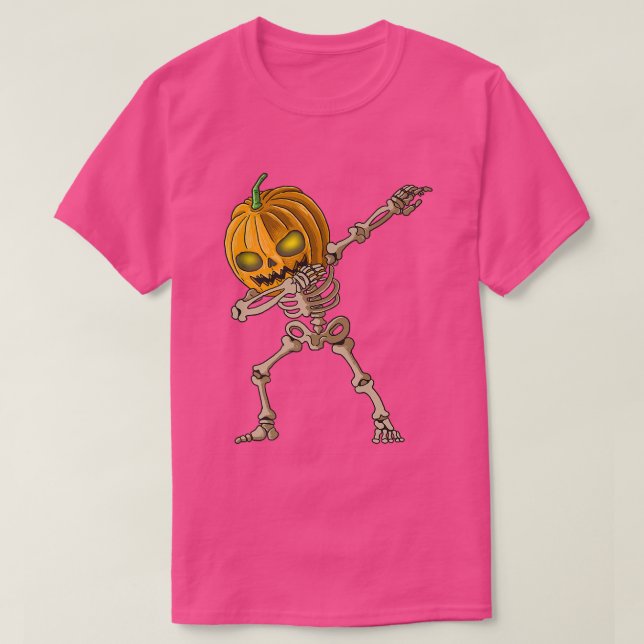 Spooky Dabbing Pumpkin Skeleton Halloween-Party  T-Shirt (Design vorne)
