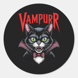 Spooky Dapper Vampurr Vampire Cat Halloween Runder Aufkleber
