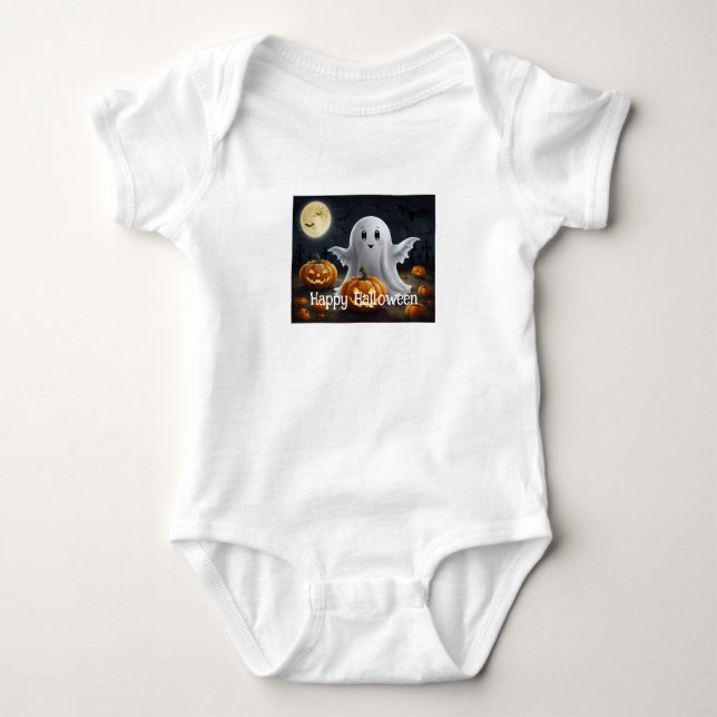 Spooky Delight: Hoher Halloween Spaß Baby Strampler (Vorderseite)