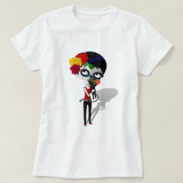 Spooky Dia de Los Muertos Girl T-Shirt (Design vorne)