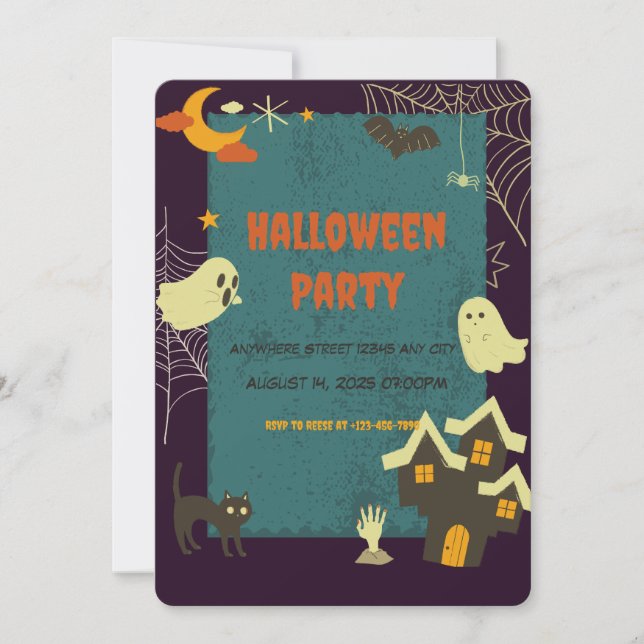 Spooky Dinge Halloween-Party Einladung (Vorderseite)