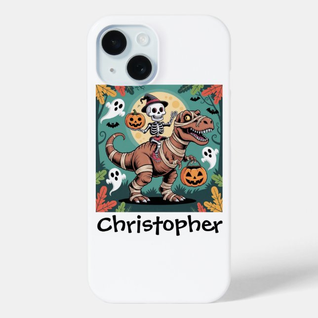 Spooky Dino Rider - Skelett auf Mummy T-Rex Case-Mate iPhone Hülle (Rückseite)